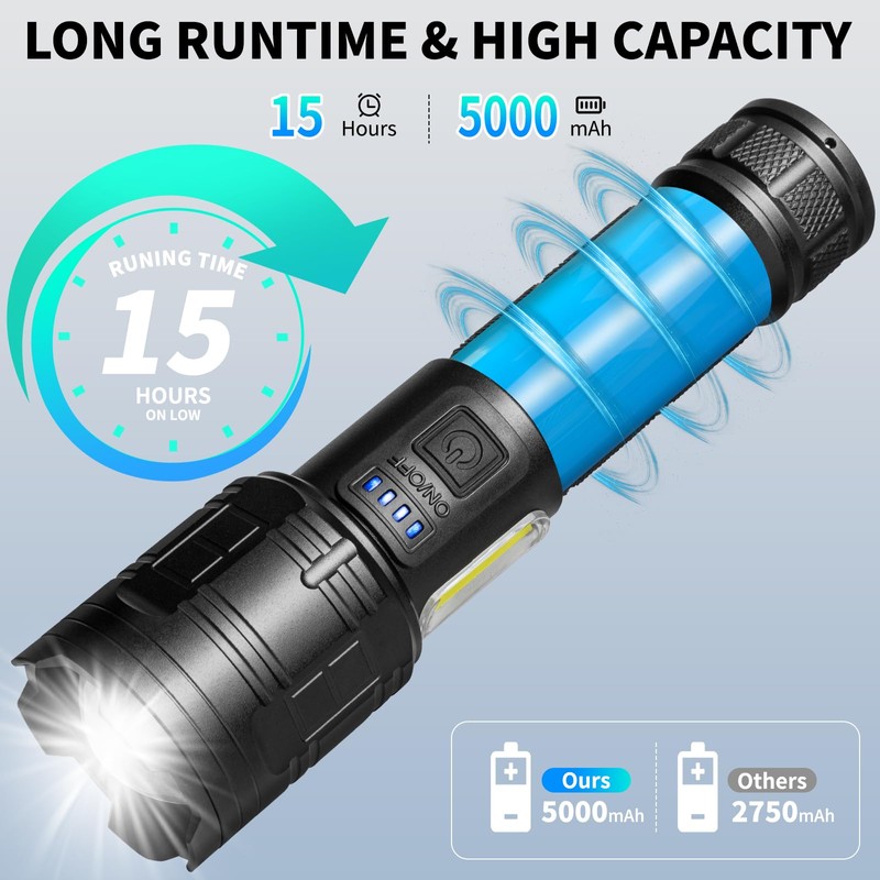 taoquwe Rechargeable LED Flashlights High Lumens, 99,000 Lumen Super Bright