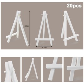 CRAFFANCY Mini Plastic Display Easel, 20 Pcs White Tabletop Art Easel Painting Easels for Photo Paintings Cards Invitations Menu Display