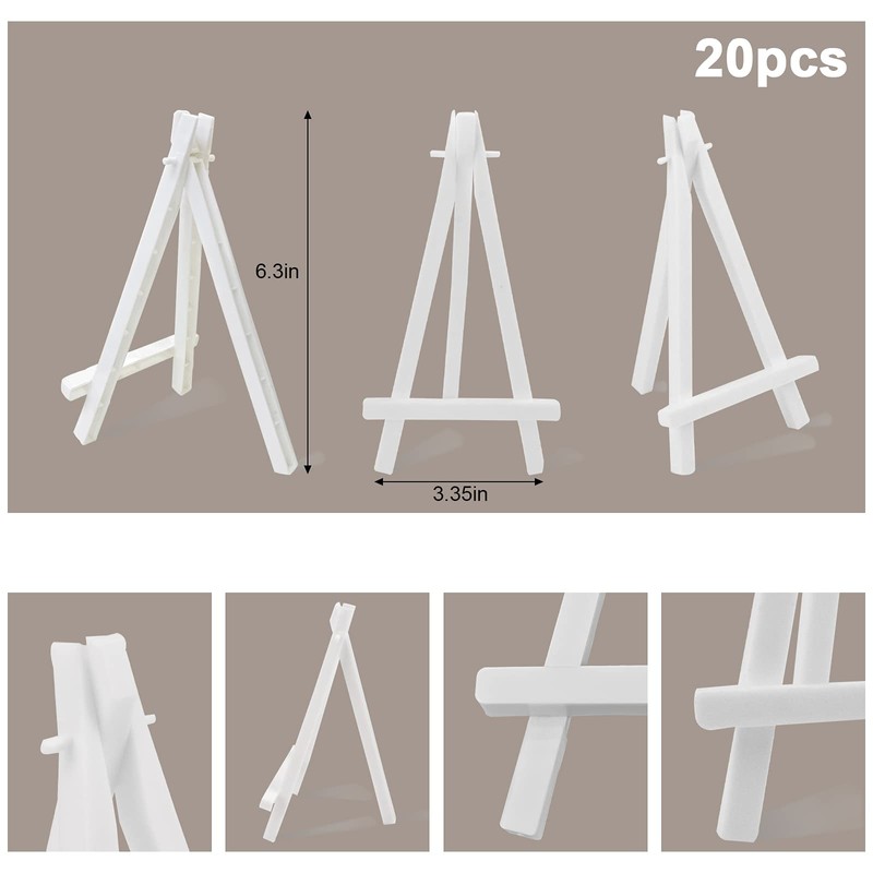 CRAFFANCY Mini Plastic Display Easel, 20 Pcs White Tabletop Art