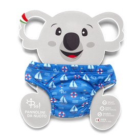 Pss! - Baby Swim Shorts - Sailboat Model - For Babies from 3 to 8 kg - M - Unisex - Multicoloured Design - Absorbent and Reusable - Waterproof and Comfortable - Pack of 1