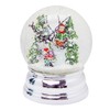 Snow Globe Skier Winter Sports Winter Forest Silver Curved Base
