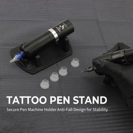 Tattoo Machine Stand 2 Pack - Rubber Tattoo Pen Holder, Tattoo Machine Rack, Compatible with Rotary Tattoo Guns & Coil Machines, Anti-Slip Base, Stable Pen Display Stand (Black 2 Pack)