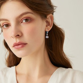 Lotus Flower Earrings 925 Sterling Silver 7 Chakra Earrings Lotus Dangle Drop Earrings CZ Dangle Earrings Yoga Lotus Jewellery Gift for Women Teenager Girls, Sterling Silver, Cubic Zirconia