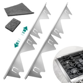 2 Pack Stainless Steel Stove Gap Covers Silver, Windspeed Stove Counter Gap Covers for Stove Gap Filler Gap Covers Between Stove and Counter Edge Gap Covers Length 13.8" to 27.6"