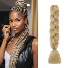 Gairyan Jumbo Braids Extensions Braiding Synthetic Hair for Braiding Hair 1 Piece 100 g Braiding Hair Extensions 60 cm Ombre Synthetic Braids Afro Hair for Box Crochet Braids Ash Blonde