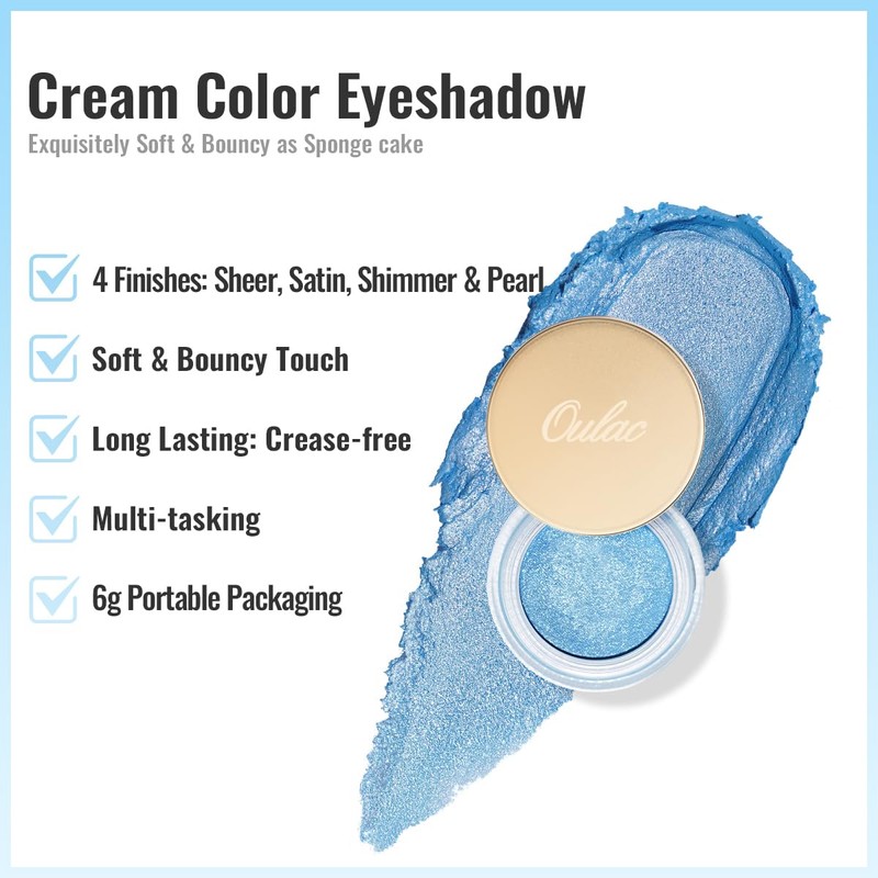 Oulac Blue Cream Eyeshadow also for Highlighter Large Capacity Highly