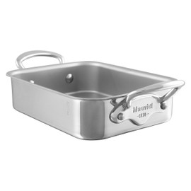 Mauviel M'Minis Stainless Steel Rectangular Roasting Pan With Stainless Steel Handles, 7 x 5-in, Made in France