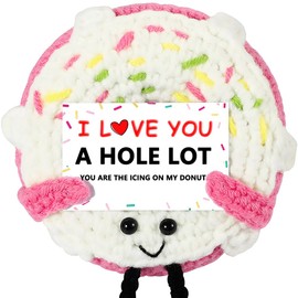 I Love You Donut Gift - Positive Crochet Gifts for Daughter Mom Girlfriend Boyfriend Son Father - Long Distance Relationship Anniversary Love Birthday Presents for Best Friend Women (Pink)