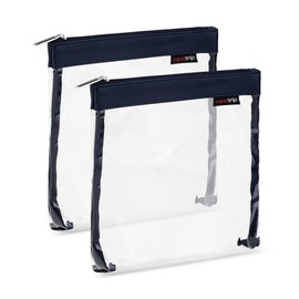 nex|trip Set of 2 Transparent Toiletry Bags for Liquids, Hand Luggage, Cosmetic Bag Transparent for Aeroplane, Travel Set, Cosmetic Bag, Dark Blue - Set of 2