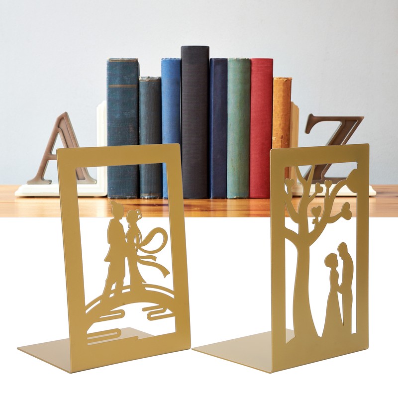 Metal Book Divider Thicken AntiSlip Bookend Desktop Organize Bookshelf Craft