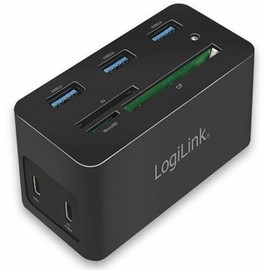 LogiLink UA0370 USB-C Multiport Mini Dock 10-in-1 Connector, with PW (Power Delivery), Black