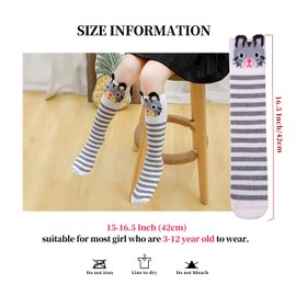 Color City Girls Socks Knee High Stockings Cartoon Animal Warm Cotton Socks (6 Pairs Animal