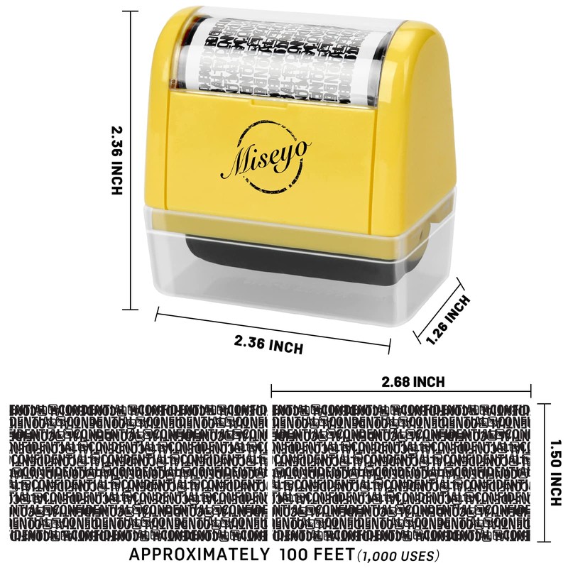 Miseyo Wide Identity Theft Protection Roller Stamp Set - Yellow