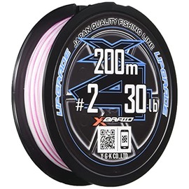 X-Braid Upgraded X4 200m No. 2 30 lb, Orchid White 3.3 ft (1 m) per 5.9 ft (15 cm), Urgeso Pink Mark