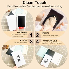 Tuhangcc Paw Print Clean Touch Ink Pad Kit for Dogs and Cats, Pet Owner Keepsake, Inkless Paw and Nose Print Impression Set with Colorful Photo Frames and DIY Gifts(4Pack Memorials Assortment)