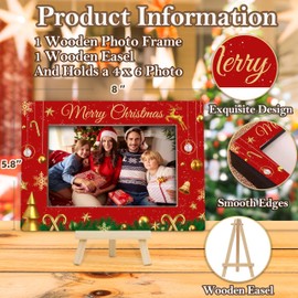 OXRUN Christmas Gifts for Women Men Friends, Merry Christmas Picture Frame, 4x6 Happy New Year Photo Frames with Easel for Tabletop Display Photo Insert - I05