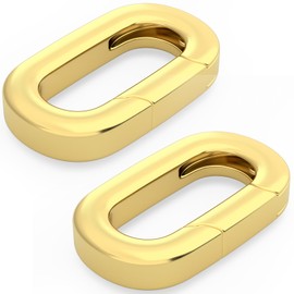 CustomyLife 2Pcs 18K Gold Filled Oval Clasps Tiny Necklace Shortener Enhancer Closures Bracelet Carabiner Clips Christmas Wedding Connector Rings for Jewelry Making Women