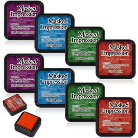 8 Pcs Mini Ink Pads for Stamps Water Based Stamp Pad for Scrapbooking, Journaling, Card Making, DIY Craft Scrapbook Supplies for Adults (Primary Colors)
