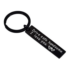 Drive Safe Handsome I Love You Gifts Keychain for Boyfriend Husband Drive Safe Gifts for Him BF Christmas Valentines Day Gift Husband Boyfriend Hubby Driving Keyrings