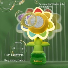 Seven-color Flower Bubble Machine,HandheldDesign,Night Light ,Large BubbleOutput,Sunflower,bubble twirler,wubble bubbleballs,dinosaur bubblemachine,touchablebubbles,fun bathtoy,zer hunt,bubblemachinetoys,bubble twirler,bubbly blaster,burble machine
