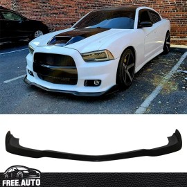 FREE-AUTO802 Fit 12-14 Dodge Charger SRT 1PC Front Bumper Lip Spoiler IKON Style Unpainted PU