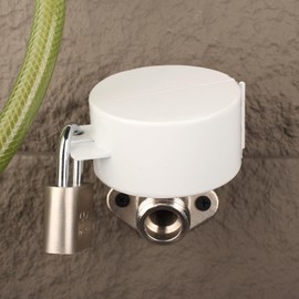 Faucet Valve Lock - Metallic White (with Padlock) Tap Lock - Outdoor Faucet Lock - Lock Water Faucet Outdoor - Prevent Water Stealing - Water Spigot Lock Child Proof