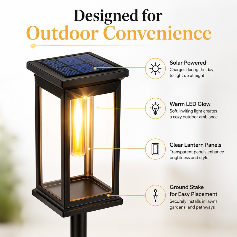 Solar Pathway Lights for Outdoor Walkways – Warm LED Garden