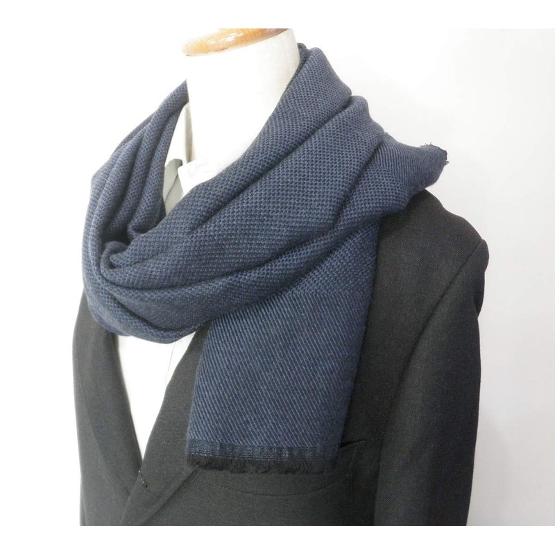 Italian made Scarf, Wool, Silk, Soft, Tweed, Men's, Women's, Blue,