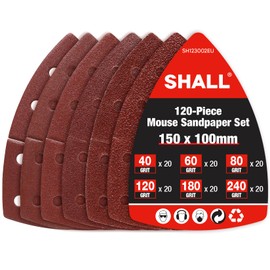 Shall SHALL 120-Piece Sanding Sheets Mouse Sanding Pads, Assorted Grits, 40, 60, 80, 120, 180,240 Mixed Grits Included, Suitable for Sander