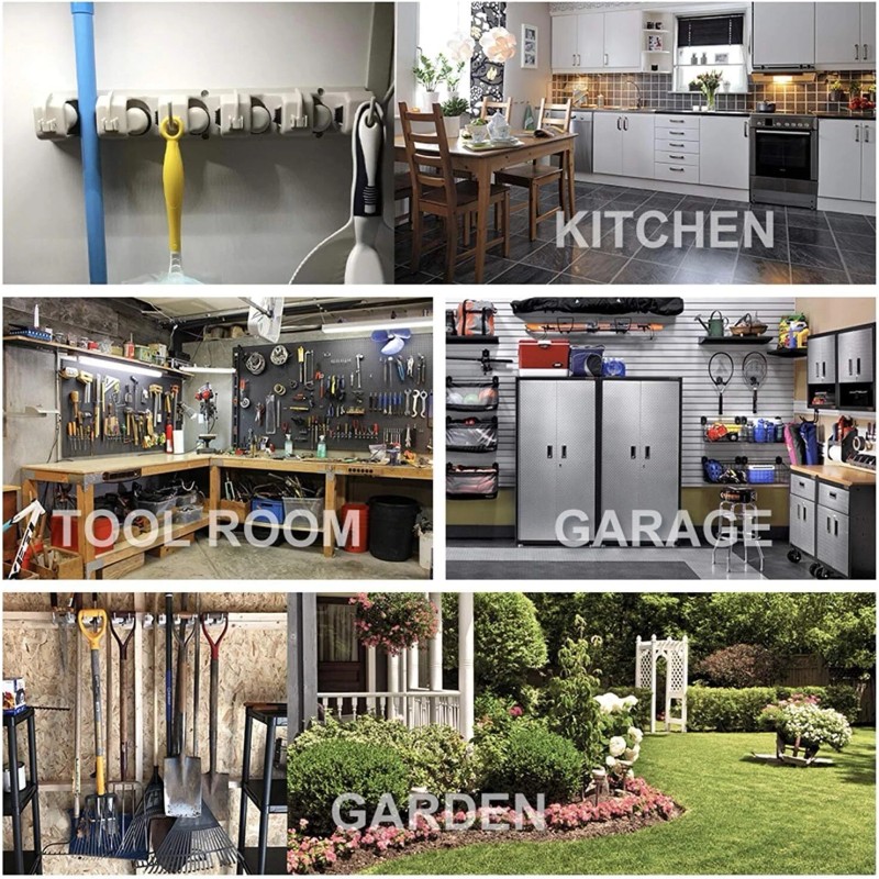 IMILLET 2 Pack Mop and Broom Holder, Wall Mounted Organizer