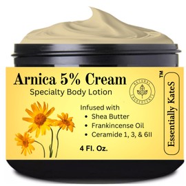 Essentially KateS Arnica 5% Cream Lotion 4 Fl Oz – Frankincense Oil, Shea Butter, Ceramides 1, 3, 6II for Skin & Muscle Care