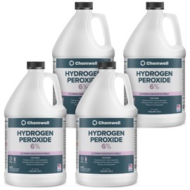 Chemwell 6% Hydrogen Peroxide - 4 Gallons (1 Gallon, 4 Pack) - Multi-Purpose Cleaner for Home, Kitchen, Bath, and Laundry - Made in USA - for Household Use