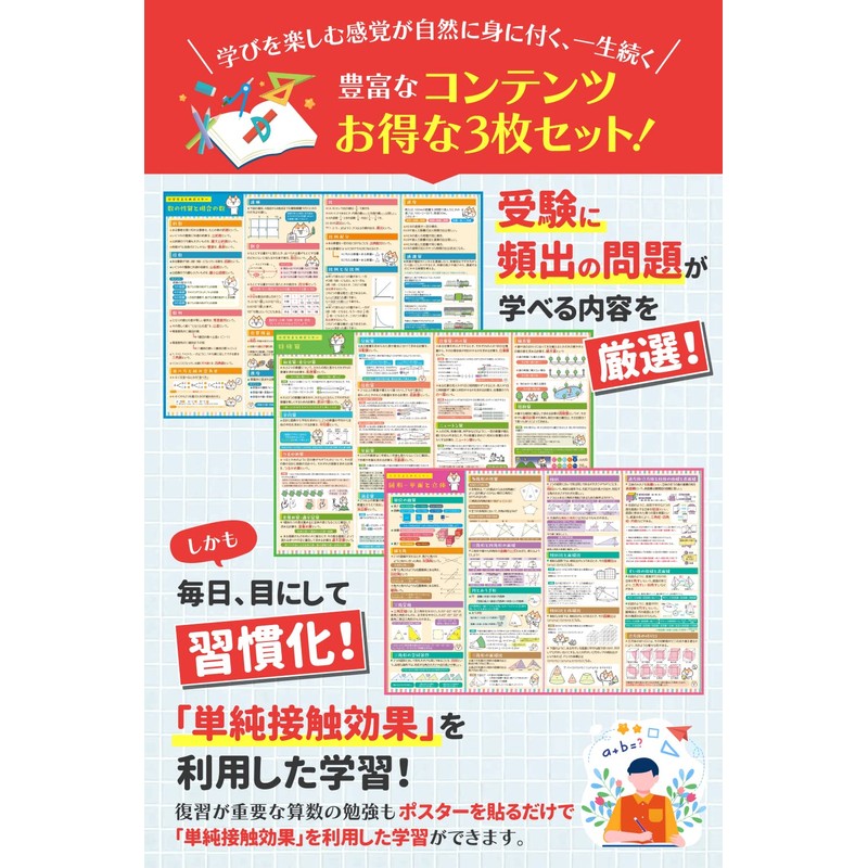 Math Set, Junior High School Entrance Examination, Bath Poster, Elementary