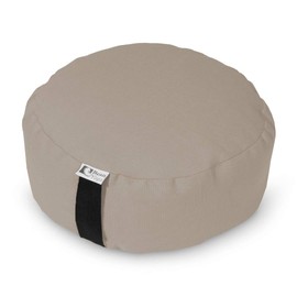 Bean Products Natural - Round Zafu Meditation Cushion - Yoga - 10oz Cotton - Organic Buckwheat Fill - Made in USA