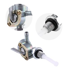 Fuel Tap 10 mm, Fuel Tap Switch, Fuel Shut-off Valve Switch, 1 Piece Metal Plastic Gas Tank Fuel Diverter Valve Pump Petrol Tap Oil Tank M10 x 1.25 Compatible with Most Cars