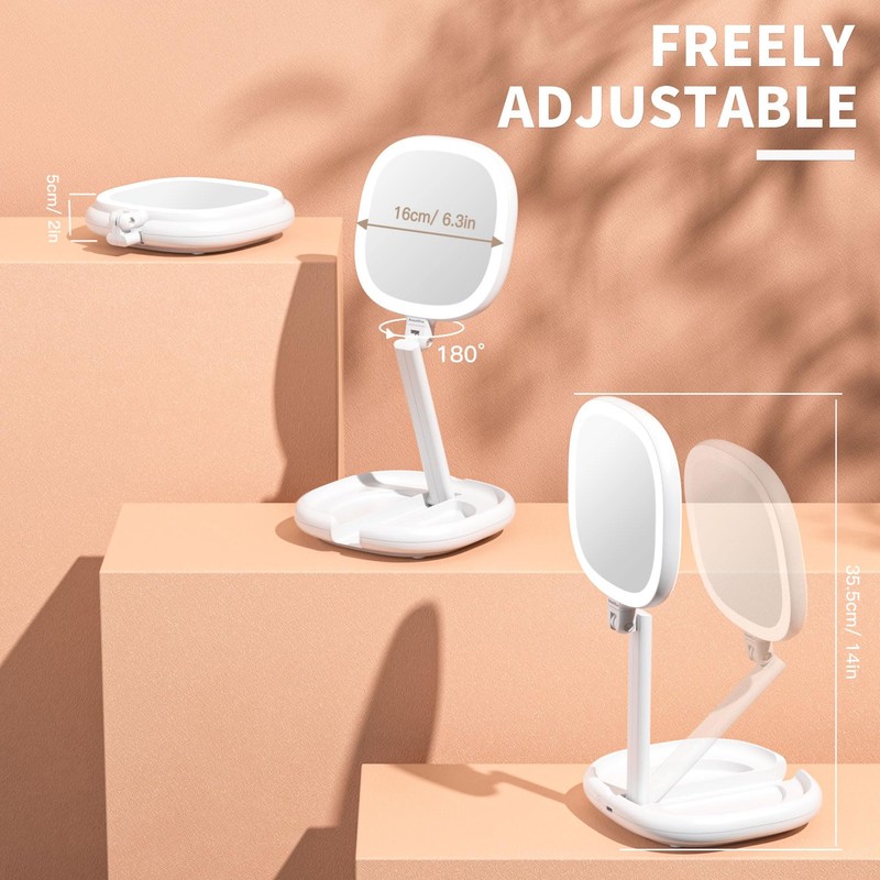 Beautifive 6.3” Makeup Mirror with Light and Magnification, 10X/1X Light