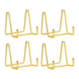 Hutoco Iron Plate Stand, Frame Stand, Plate Stand, Picture Frame, Book Stand, Gold (Set of 4)