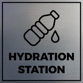 Signs ByLITA Square Hydration Station Door or Wall Sign | Public Signage (Brushed Silver) - Large