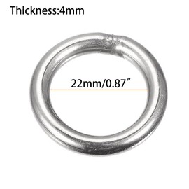 TOP-VIGOR 25Pcs Welded O-rings, 30mm Outer Dia 4mm Thickness Multi-Purpose 304 Stainless Steel O Rings, Smooth Strapping Welded Round Rings for Hardware Bags Ring Hand DIY Accessories and Dog Leas