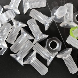 25 x Crosshead Countersunk Screw Nuts and Bolts, Transparent Clear Plastic Acrylic, M8 x 20mm - Acrylic Plastic Screws, 5/16 x 25/32