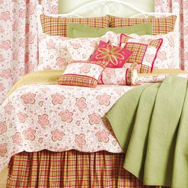 C&F Home Chesapeake Sorbet Pink Floral Spring Summer Botanical Reversible Cotton 3 Piece Full Queen Quilt Sham Set Full/Queen 3 Piece Set Pink