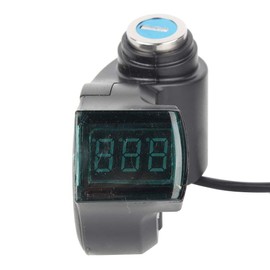 Socobeta Voltage Electric 19x12x5 Throttle Voltmeter with Green Digital Voltage Display and Lock for E Scooter Tricycle