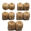 Alenybeby Square Vowel Letter Aeiou 12mm Beech Wood Alphabet Cube