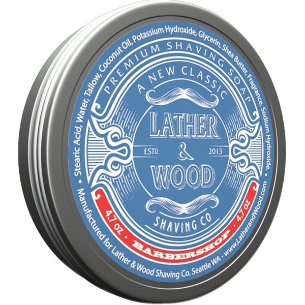 Lather & Wood Shaving Soap - Barbershop - Simply The Best Luxury Shaving Cream - Tallow - Dense Lather with Fantastic Scent for The Worlds Best Wet Shaving Routine. 4.7 oz (Barbershop)
