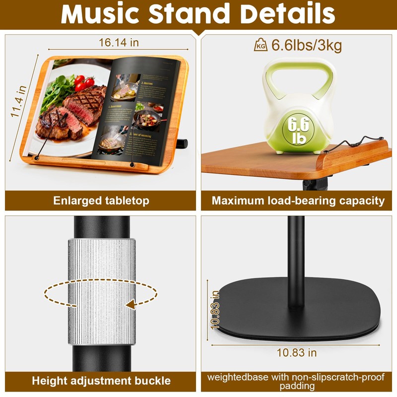 2 in 1 Dual-use Music Stand & Desktop Book Stand,