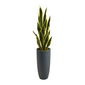 Nearly Natural 3.5ft. Sansevieria Artificial Plant in Gray Planter