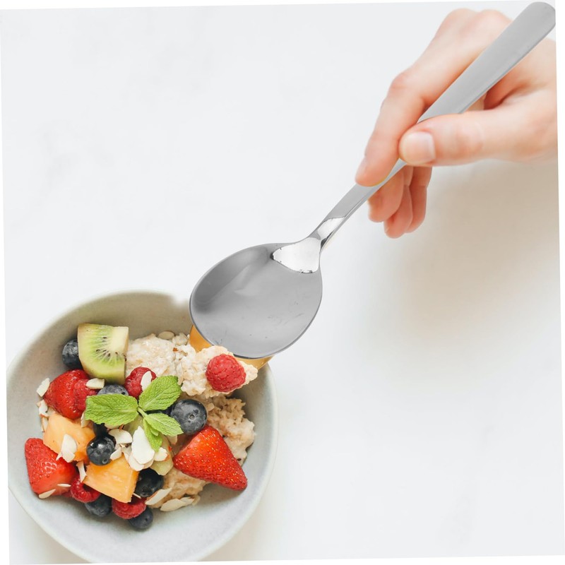 SHOWERORO 12pcs Stainless Steel Serving Spoons Long Handle Thickened Soup