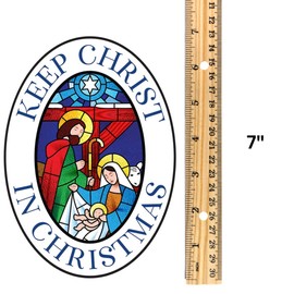 Keep Christ in Christmas Car Decal, Religious Holiday Exterior Auto Decoration, 7 Inches