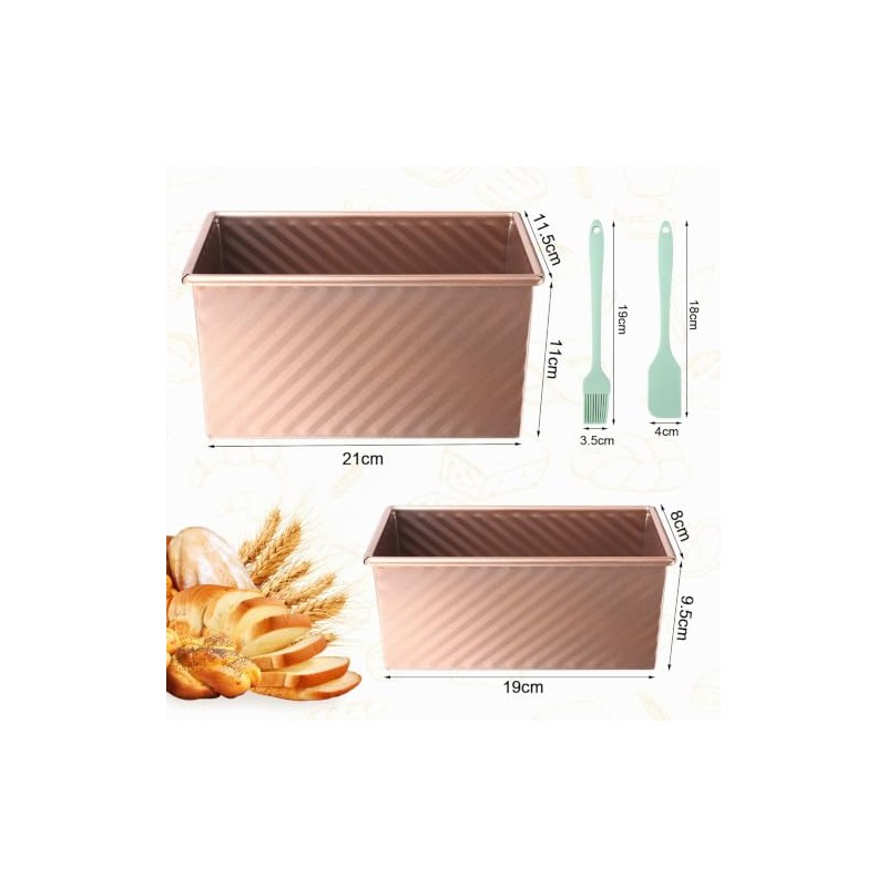 Bread Baking Mould with Lid, Rectangular Rose Gold, Toast Bread