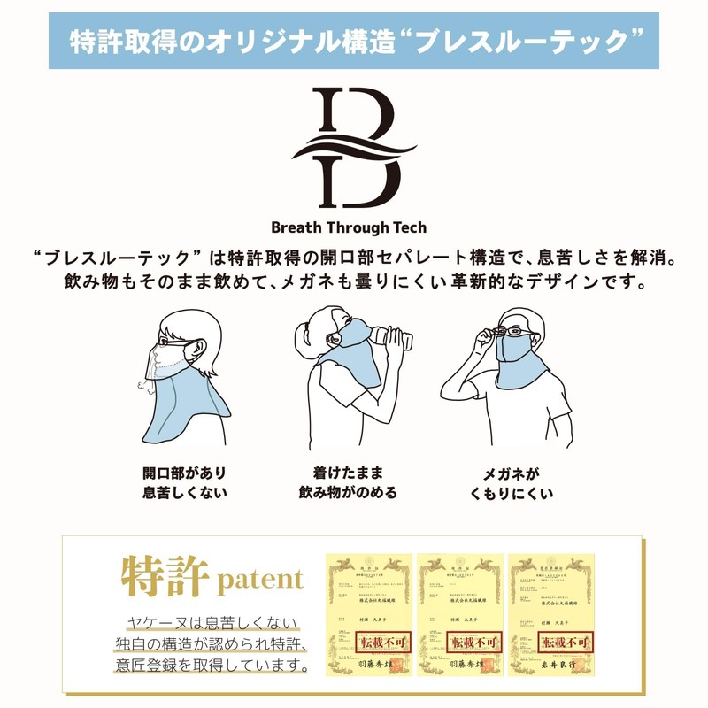 [YAKeNU UV CUT MASK] Sun Protection Face Cover YAKeNU Standard